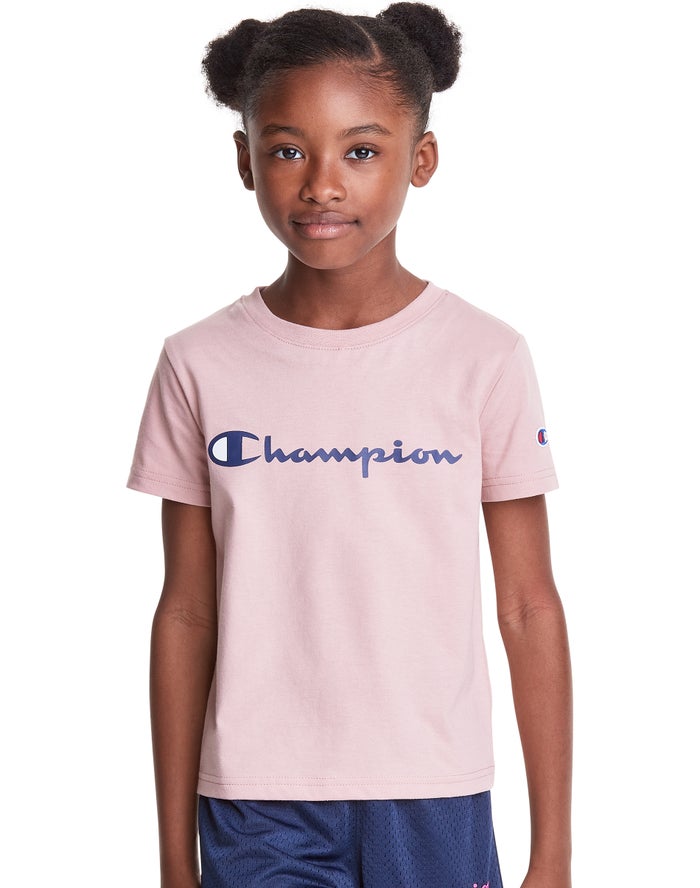 Champion T-Shirt Meisjes - Koraal - Classic Script Logo ( 451370-SCA )